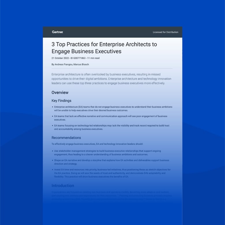 Gartner Report: 3 Top Practices for Enterprise Architects to Engage Business Executives