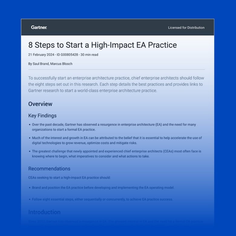 Gartner Report: 8 Steps to Start a High-Impact EA Practice